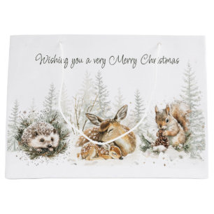 Animals Winter Forest Christmas Large Gift Bag