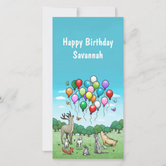 Animals with Beautiful Balloons Birthday Card