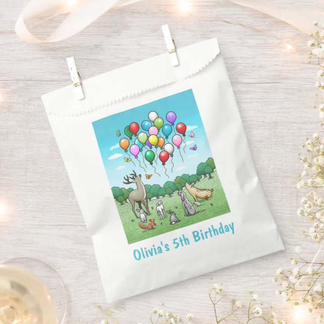 Animals with Birthday Balloons Favour Bags (Clipped)