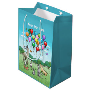 Animals with Birthday Balloons Medium Gift Bag