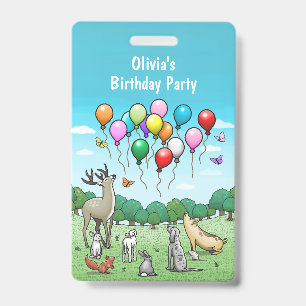 Animals with Colourful Balloons ID Badge