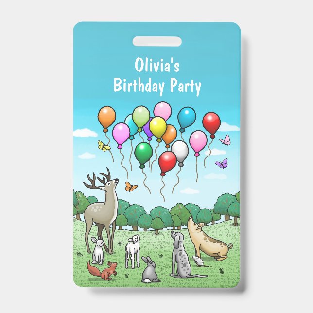 Animals with Colourful Balloons ID Badge (Front)