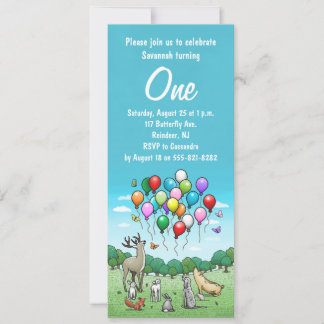 Animals with Colourful Balloons Invitation