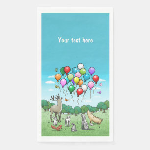 Animals with Colourful Balloons Napkin