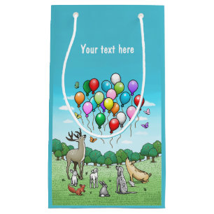 Animals with Colourful Birthday Balloons Small Gift Bag
