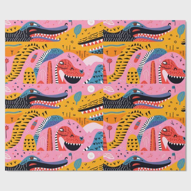 Animals with patterns with doodles Wrapping Paper (Flat)