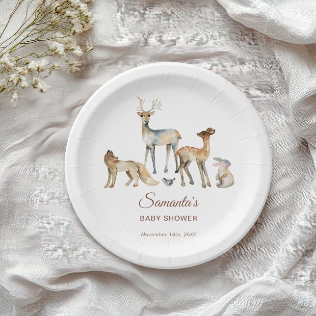 Animals Woodland Baby Shower Paper Plate (Creator Uploaded)