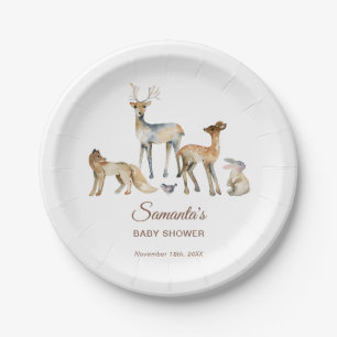 Animals Woodland Baby Shower Paper Plate