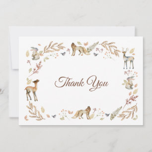 Animals Woodland Baby Shower Thank You Card