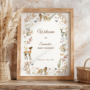 Animals Woodland Baby Shower Welcome Poster