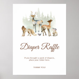 Animals Woodland Diaper Raffle Sign