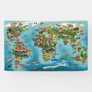 Animals World Map Banner