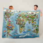 Animals World Map large blanket