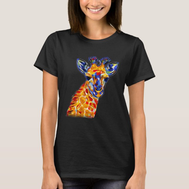 AnimalsAtPlay Bright Colorful Giraffe T-Shirt (Front)
