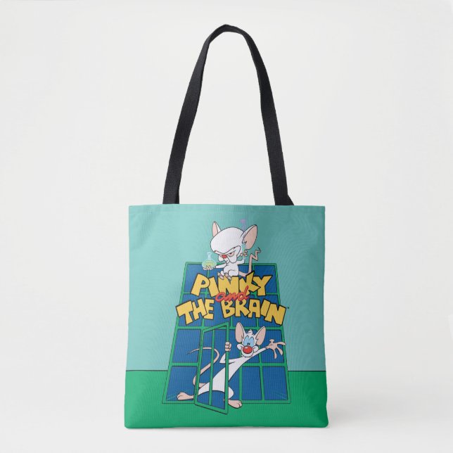 Animaniacs | Pinky and The Brain Cage Graphic Tote Bag (Front)
