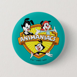 Animaniacs Warner Brothers & Sister WB Shield 6 Cm Round Badge