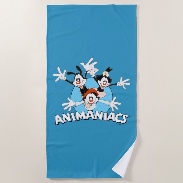 Animaniacs | Warner Siblings Arms Wide Graphic Beach Towel (Front)