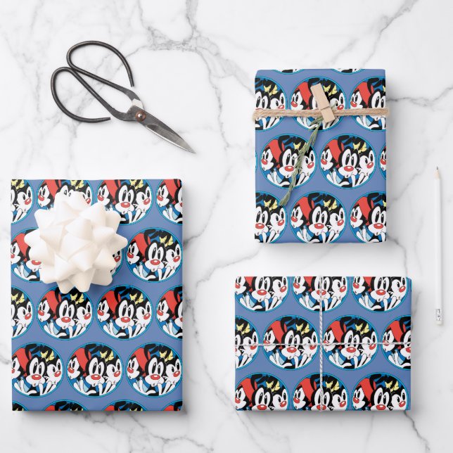 Animaniacs | Warner Siblings Circle Graphic Wrapping Paper Sheet (Front)