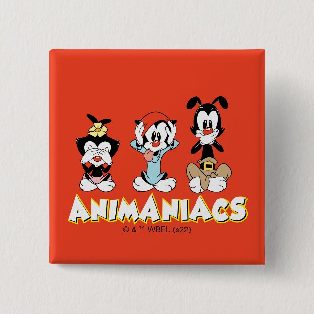 Animaniacs | Warner Siblings "No Evil" Graphic 15 Cm Square Badge (Front)