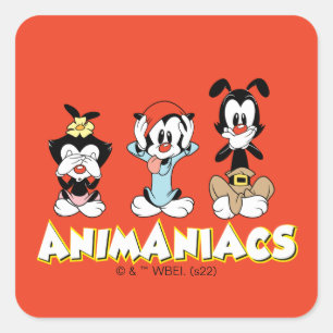 Animaniacs Warner Siblings "No Evil" Graphic Square Sticker