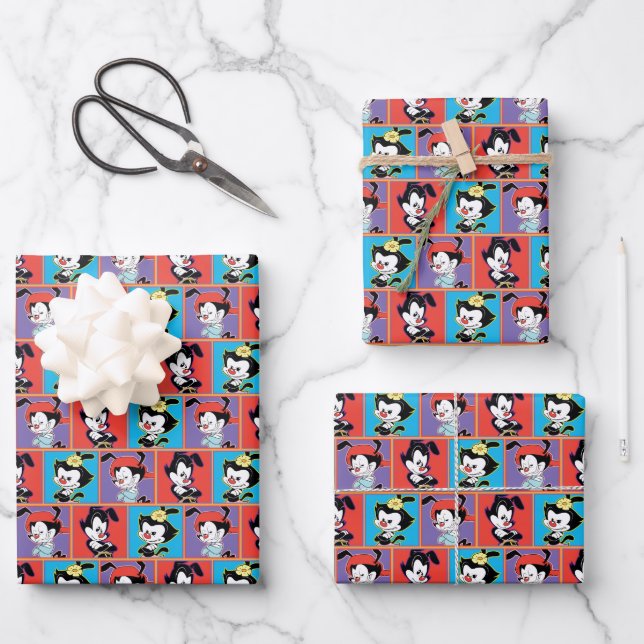 Animaniacs | Yakko, Dot, & Wakko Panel Graphic Wrapping Paper Sheet (Front)