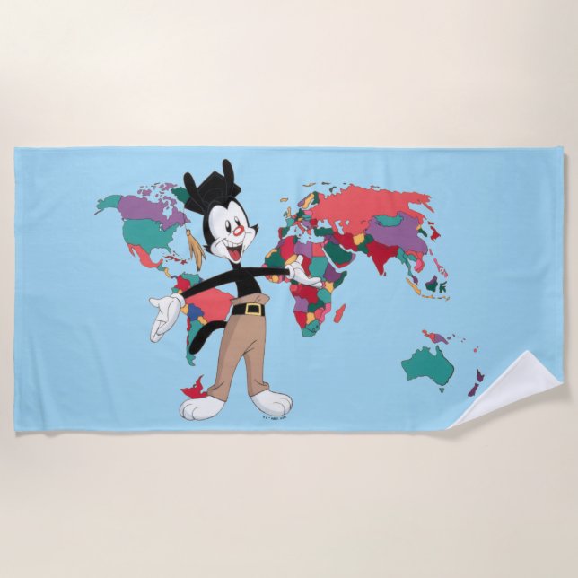 Animaniacs | Yakko's World Map Graphic Beach Towel (Front)