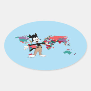 Animaniacs   Yakko's World Map Graphic Oval Sticker