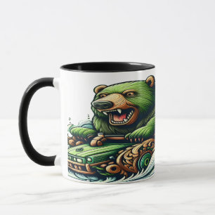 Animated Bears Riding a Green Car Mug