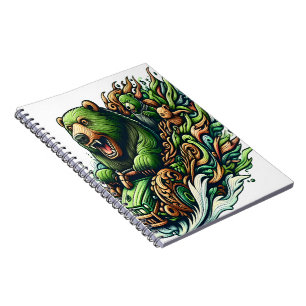 Animated Bears Riding a Green Car Notebook