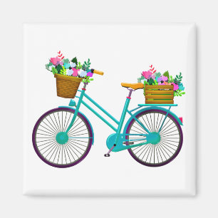 Animated bicycle with flower basket  magnet