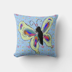 Animated Butterfly and Floral Background Cushion