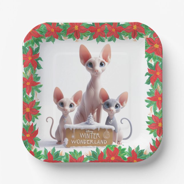 Animated Christmas Sphynx Paper Plate (Front)