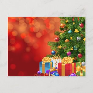 Animated Christmas Tree and Gifts Holiday Postcard