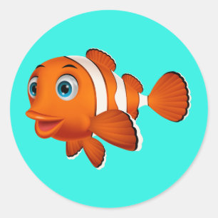 Animated Clown Fish Classic Round Sticker