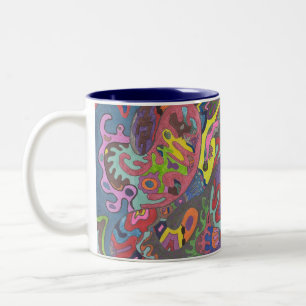 "Animated Color" Original Abstract Two-Tone Coffee Mug