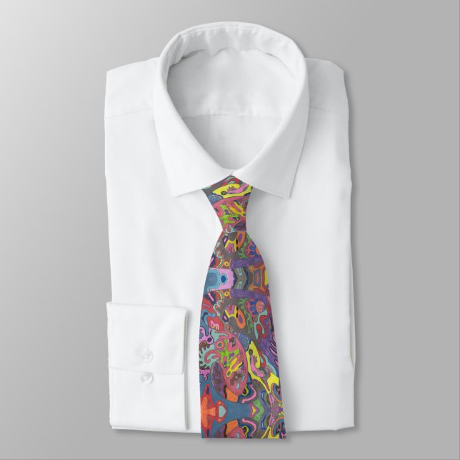 Animated Colour, mirrored pattern Tie (Tied)