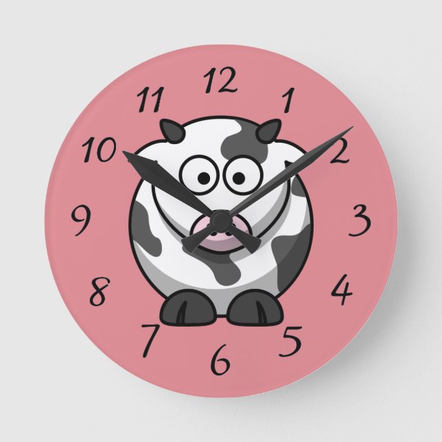 Animated Cow Round Clock (Front)