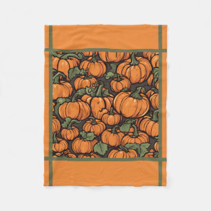 Animated Cute Pumpkin Minimalist Fall Halloween Fleece Blanket