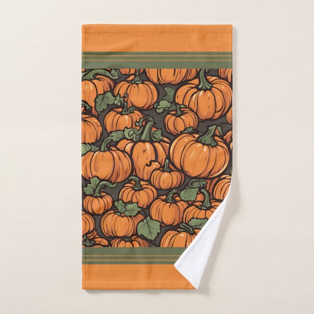 Animated Cute Pumpkin Minimalist Fall Halloween Hand Towel (Hand Towel)