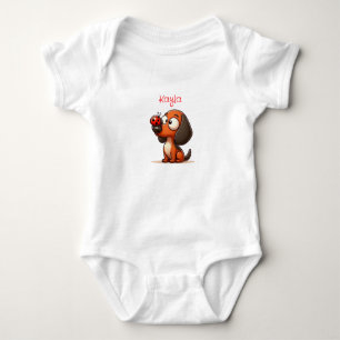 Animated Dachshund and Lady Bug  Baby Bodysuit