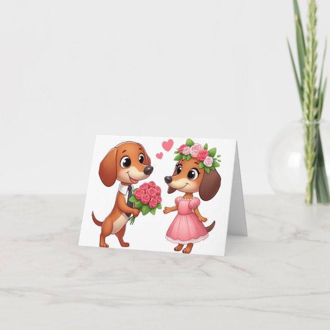 Animated Dachshund Valentine Card (Front)