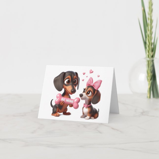 Animated Dachshund Valentine Card (Front)