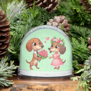 Animated Dachshund Valentine Snowglobe