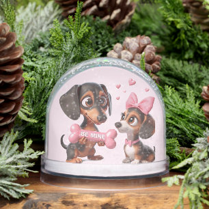 Animated Dachshund Valentine Snowglobe