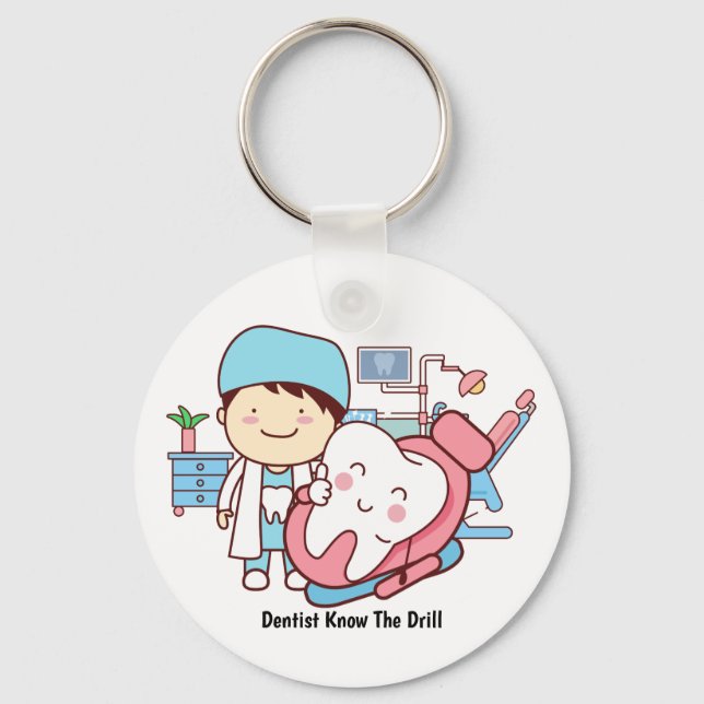 Animated dentist with tooth   key ring (Front)