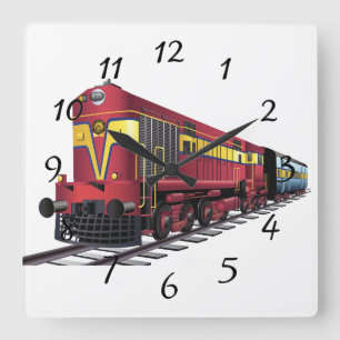 Animated Diesel Train Square Wall Clock