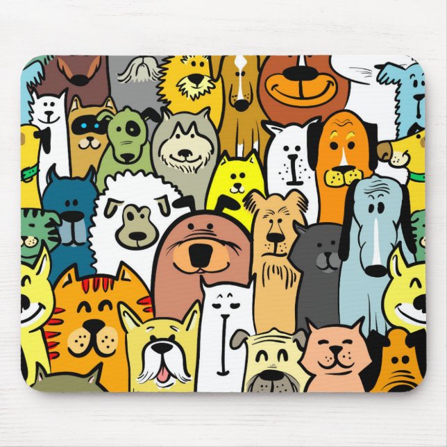 Animated Dogs and Cats illustrations Mouse Mat (Front)