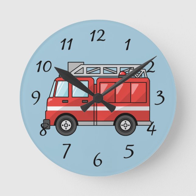 Animated Fire Engine Round Clock (Front)