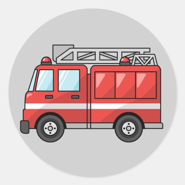 Animated Fire Truck Classic Round Sticker (Front)