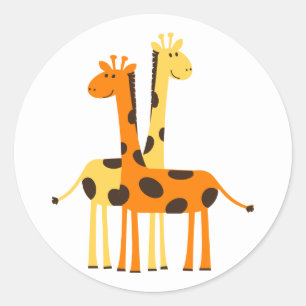 Animated Giraffes Classic Round Sticker